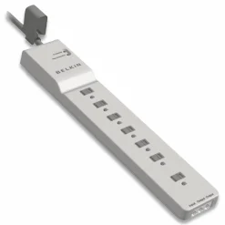 Belkin Home/Office Series Surge Protector, 7 Outlets, Phone Line Protection, 12' Cord, 2160 Joules, White