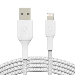 Belkin Lightning-To-USB-A Braided Cable, 3.3 ft/1M White