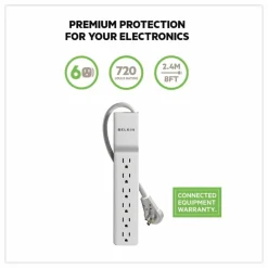 Belkin 6 Outlet Home and Office Power Strip Surge Protector with 4ft Power Cord - 720 Joules - 1875 Watts
