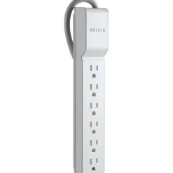 Belkin 6 Outlet Home/Office Surge Protector - 2.5 foot Cable - White - 555 Joules