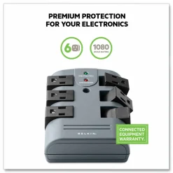 Belkin 6 Outlet Pivot Plug Surge Protector - Wall Mounted - 1080 Joules