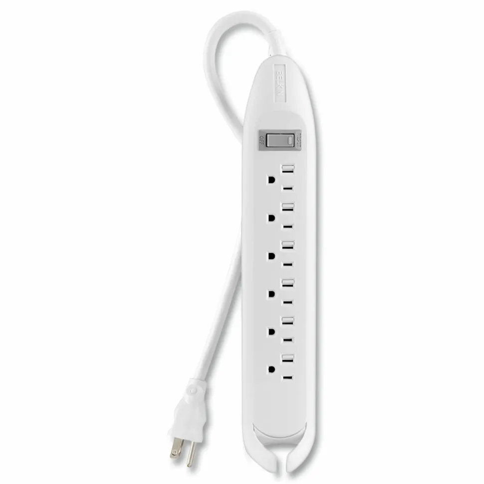 Belkin 6-Outlet Power Strip w/ On-Off Switch - 12ft Cord - Straight Plug - White