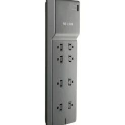 Belkin 8-Outlet Surge Protector - 8ft Cord - Right Angle Plug - 2500J - Grey