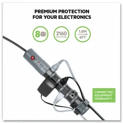Belkin Pivot-Plug Surge Protector, 8 AC Outlets, 6' Cord, Gray