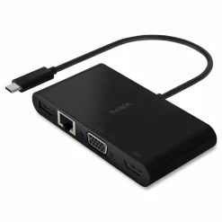Belkin USB-C Multimedia + Charge Adapter, 4K HDMI/USB-A/USB-C/VGA, 4.9 ft, Black