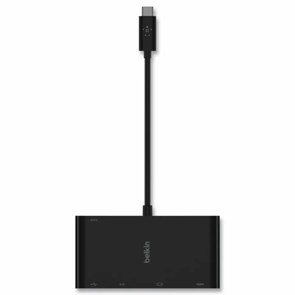 Belkin USB-C Multimedia + Charge Adapter, 4K HDMI/USB-A/USB-C/VGA, 4.9 ft, Black