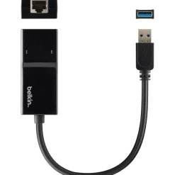 Belkin USB 3.0 to Gigabit Ethernet GbE Network Adapter 10/100/1000 - USB - 1 Port(s) - 1 x Network (RJ-45) - Twisted Pair - 10/100/1000Base-T