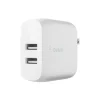 Belkin 24-Watt Dual Port USB Wall Charger, White