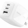 Belkin 70W GaN 3-Port USB Wall Charger - 1xUSB-A, 2xUSB-C - Foldable Prongs - Power Adapter - White