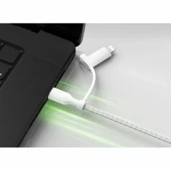 Belkin 60W 2-in-1 USB-C to USB-C and Lightning Cable - 480 Mbps - Braided - M/M - 5ft/1.5m - White