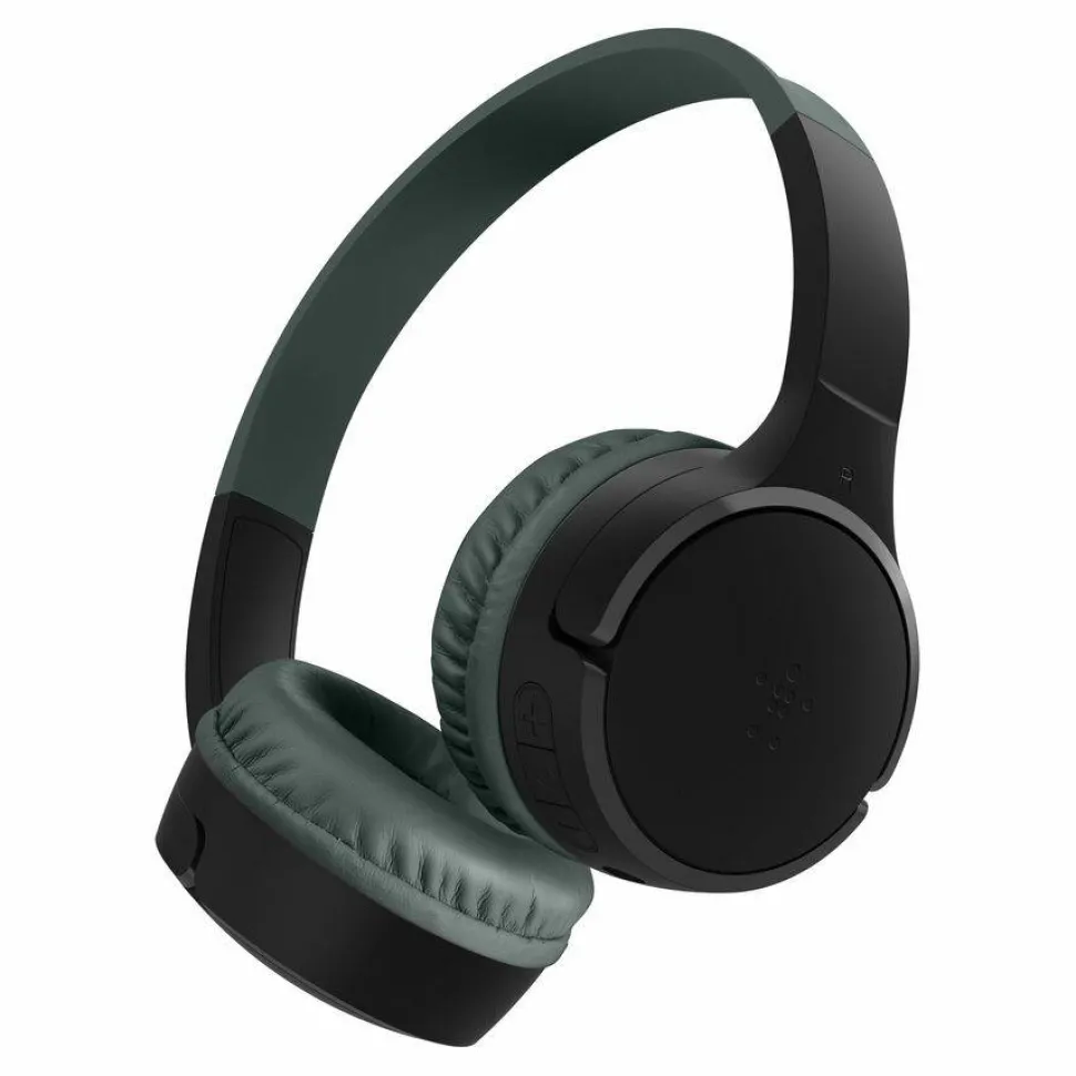 Belkin Wireless Bluetooth On-Ear Headphones for Kids w/ Mic - 85dB Limit - w/ USB-C Cable - Headset - Black