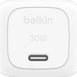 Belkin 30W Portable USB-C Wall Charger - 1xUSB-C (30W) - Fast Charge - Power Adapter - White