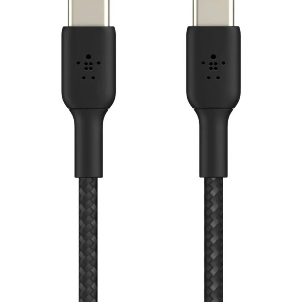 Belkin 60W USB-C to USB-C Cable - 480 Mbps - Nylon, Braided - M/M - 2m/6.6ft - Black