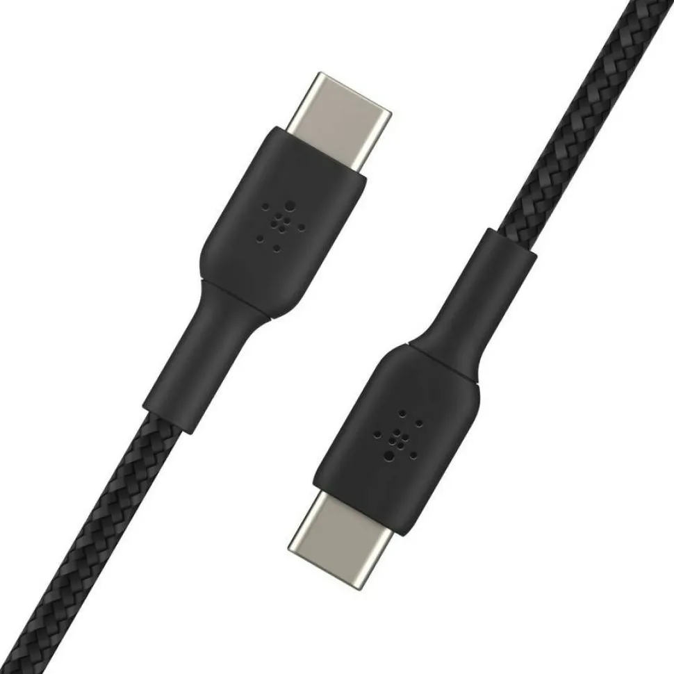 Belkin 60W USB-C to USB-C Cable - 480 Mbps - Nylon, Braided - M/M - 2m/6.6ft - Black