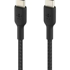 Belkin 60W USB-C to USB-C Cable - 480 Mbps - Nylon, Braided - M/M - 2m/6.6ft - Black
