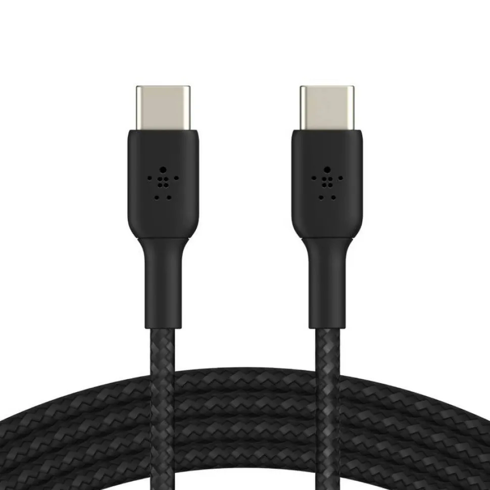 Belkin 60W USB-C to USB-C Cable - 480 Mbps - Nylon, Braided - M/M - 2m/6.6ft - Black