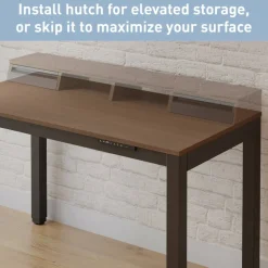 Bellano 48"W 4-Leg Electric Height-Adjustable Standing Desk with Hutch, Walnut/Black, BIFMA Compliant
