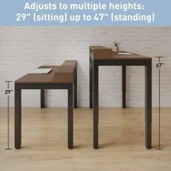 Bellano 48"W 4-Leg Electric Height-Adjustable Standing Desk with Hutch, Walnut/Black, BIFMA Compliant