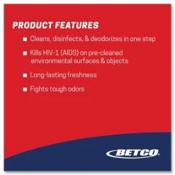 Betco AF315 Disinfectant Cleaner, Citrus Floral Scent, 1 gal Bottle, 4/Carton