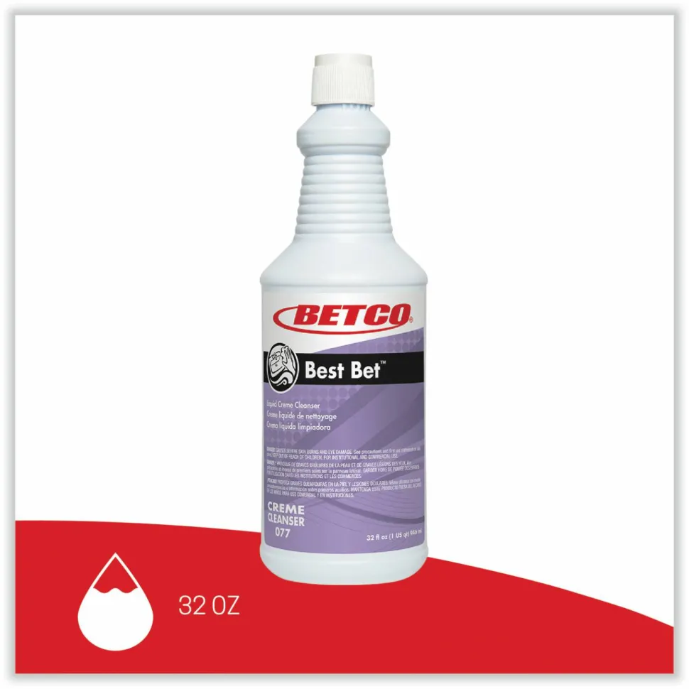 Betco Best Bet Liquid Creme Cleanser, Mint, 32 oz Bottle, 12/Carton