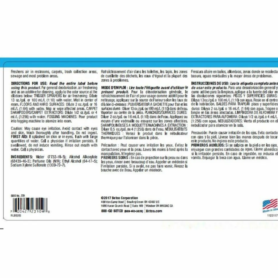 Betco Best Scent Ocean Breeze Deodorizer