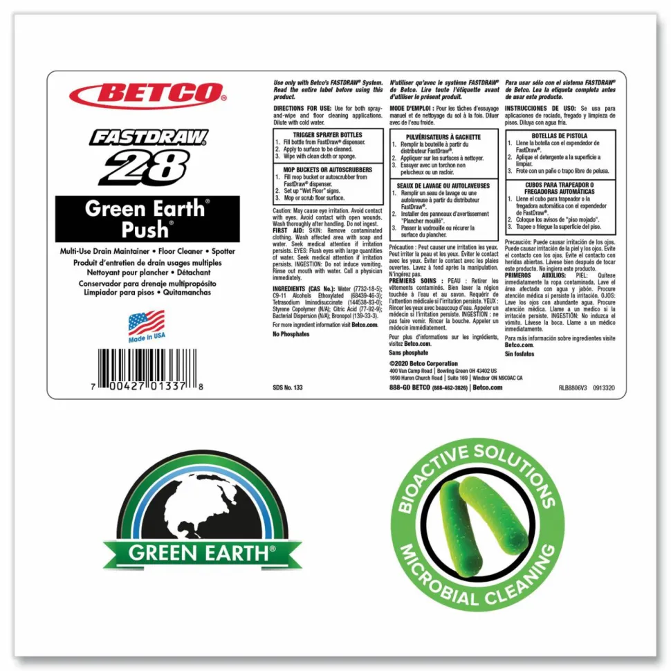 Betco BioActive Solutions FastDraw 28 Push Cleaner