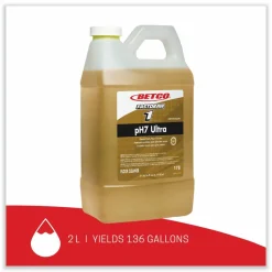Betco pH7 Ultra Neutral FastDraw Cleaner, Lemon Scent, 2 L Bottle, 4/Carton