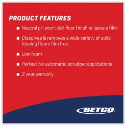 Betco pH7 Ultra Neutral FastDraw Cleaner, Lemon Scent, 2 L Bottle, 4/Carton