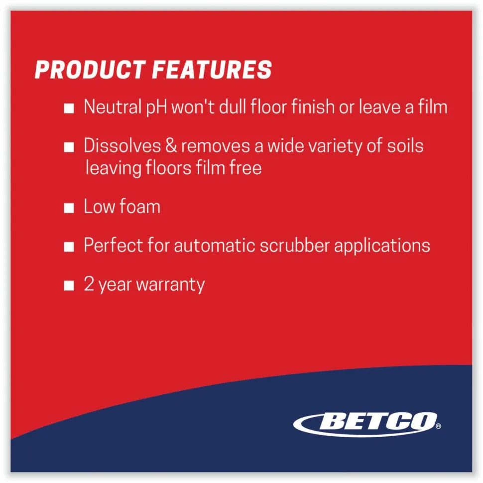 Betco pH7 Ultra Neutral FastDraw Cleaner, Lemon Scent, 2 L Bottle, 4/Carton