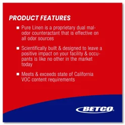 Betco SenTec Pure Linen Concentrate Odor Eliminator, Pure Linen, 128 oz Bottle, 4/Carton