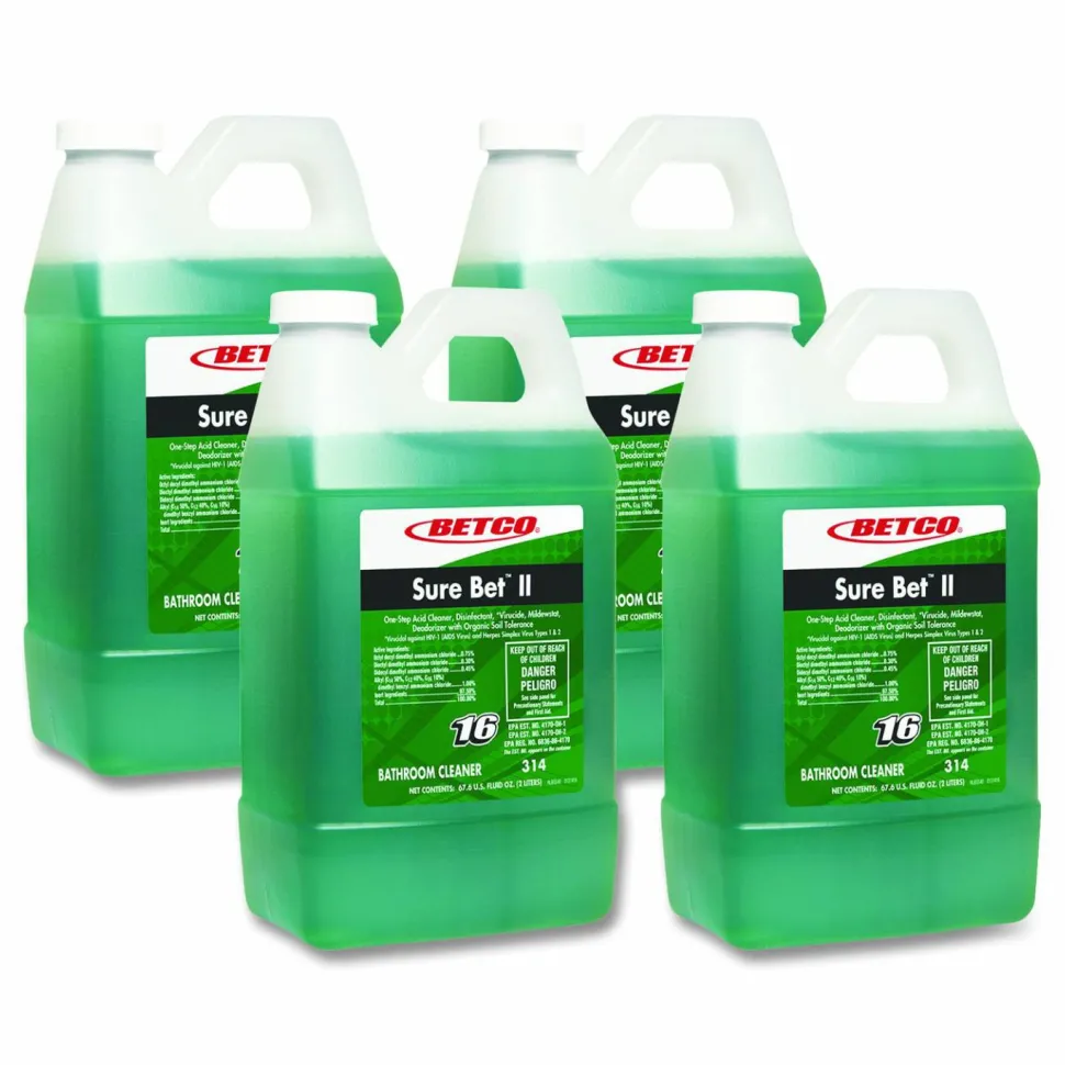 Betco Sure Bet II Foaming FastDraw Disinfectant, Citrus Scent, 67.6 oz Bottle, 4/Carton