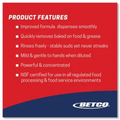 Betco Symplicity In-Sync Premium Hand Dishwashing Detergent, Fresh Ozonic Scent, 1 gal Bottle, 4/Carton