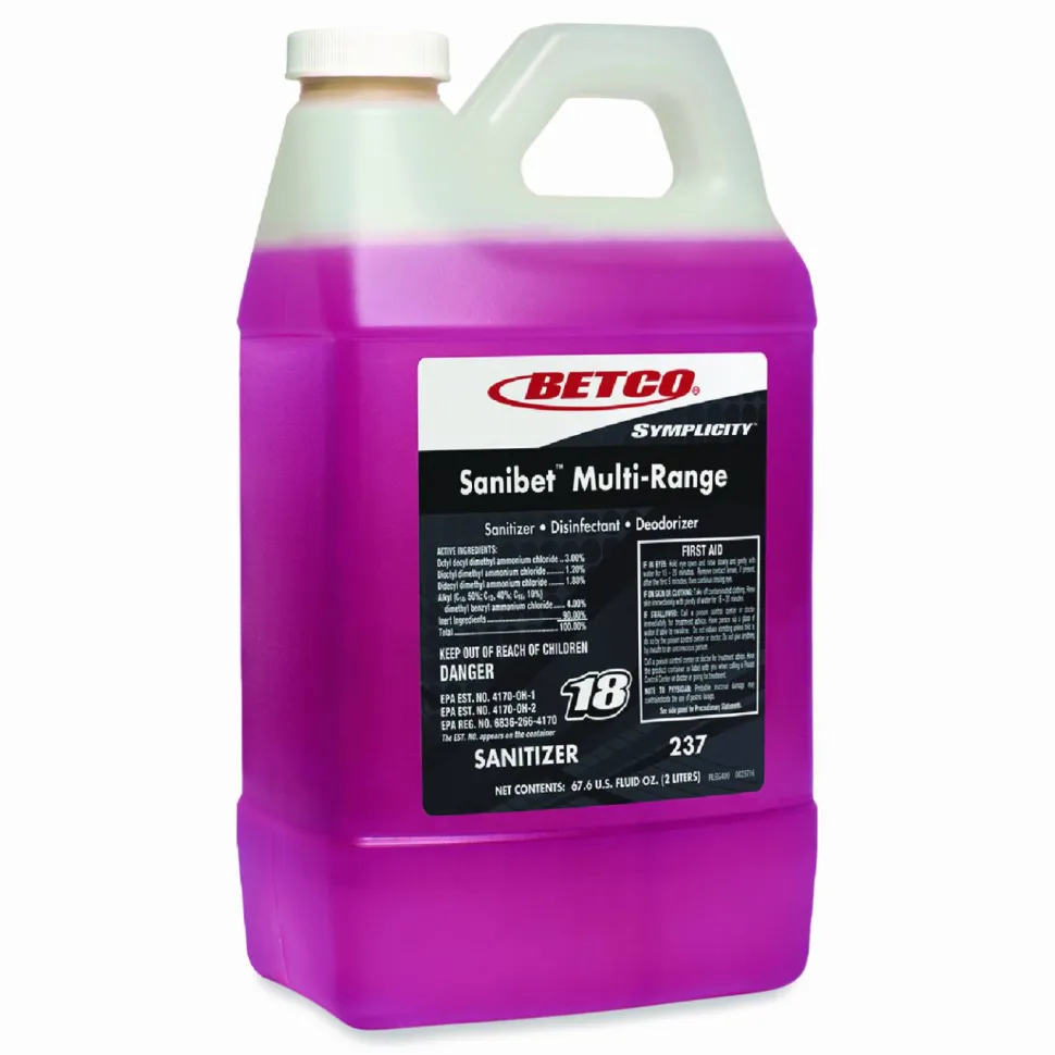 Betco Symplicity Sanibet Multi-Range Sanitizer, 67.6 Oz Bottle, Case Of 4