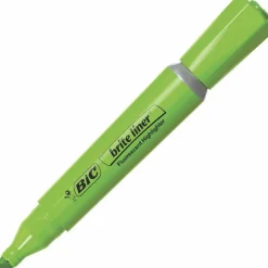 BIC Brite Liner Grip Highlighters, Chisel Tip, Assorted Colors, Pack Of 4 Highlighters