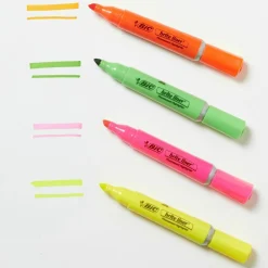 BIC Brite Liner Grip Highlighters, Chisel Tip, Assorted Colors, Pack Of 4 Highlighters