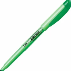 BIC Brite Liner Highlighters, Pocket Style, Chisel Tip, Green, Box Of 12