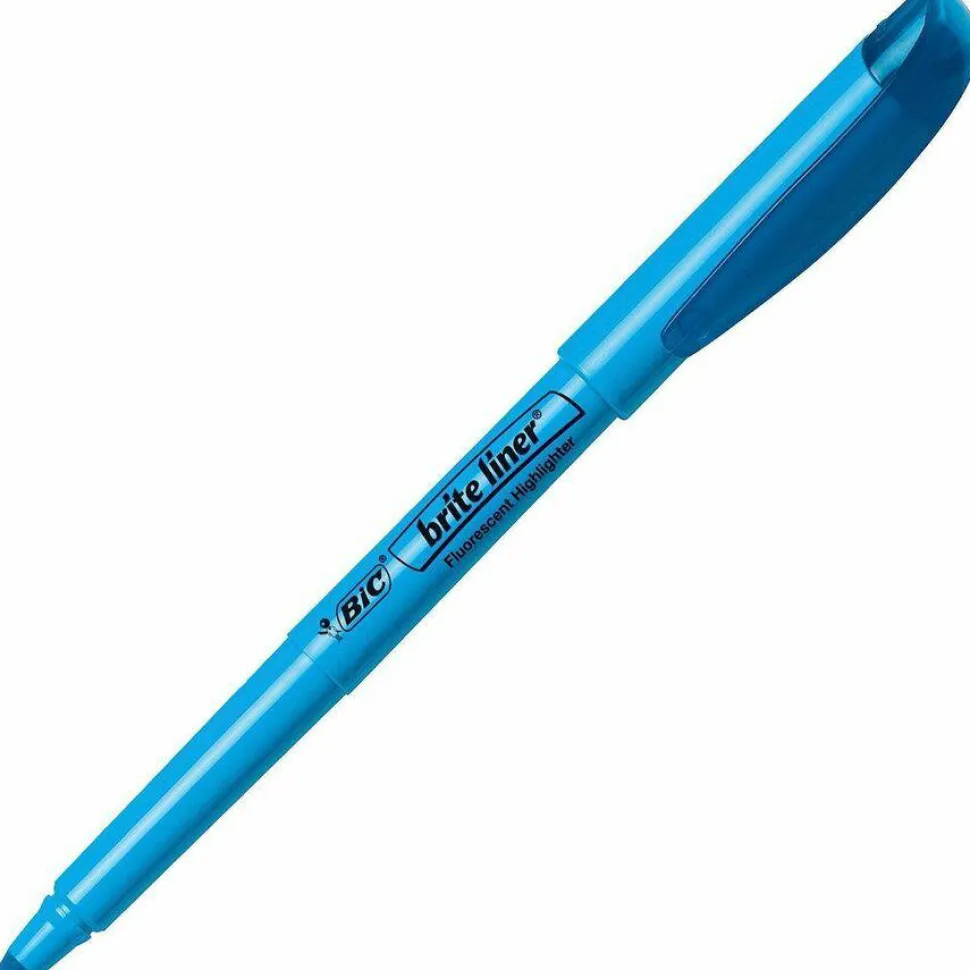 BIC Brite Liner Highlighters, Chisel Tip, Blue, Box Of 12
