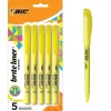 BIC Brite Liner Highlighters, Chisel Point, Yellow, Pack Of 5 Highlighters