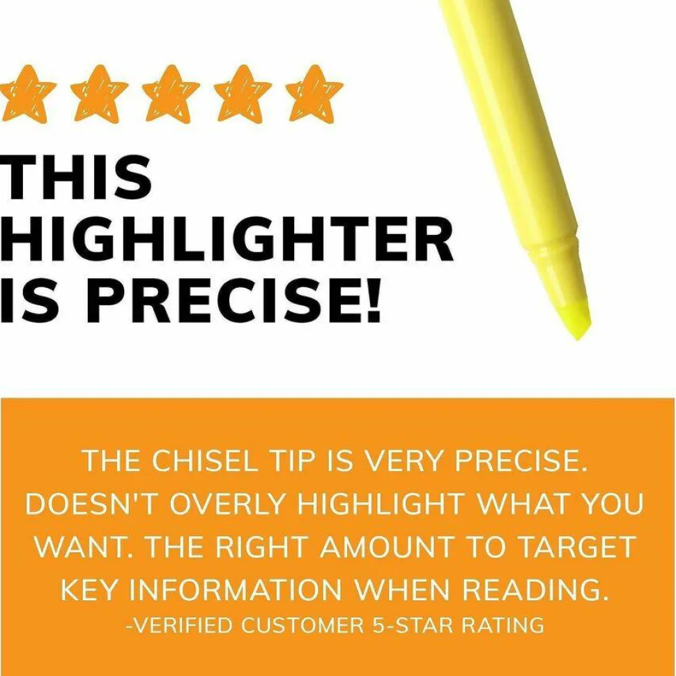 BIC Brite Liner Highlighters, Chisel Tip, Yellow, Box Of 12