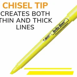 BIC Brite Liner Highlighters, Chisel Point, Yellow, Box Of 24