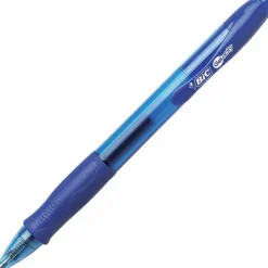 BIC Gelocity Original Long Lasting Retractable Gel Pens, Medium Point, 0.7 mm, Blue Barrel, Blue Ink, Pack Of 12