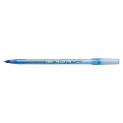 BIC Round Stic Ballpoint Pens, Medium Point, 1.0 mm, Translucent Barrel, Red Ink, Pack Of 12