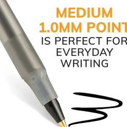 BIC Round Stic Ballpoint Pens, Medium Point, 1.0 mm, Translucent Barrel, Black Ink, Pack Of 60 Pens