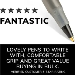BIC Round Stic Ballpoint Pens, Medium Point, 1.0 mm, Translucent Barrel, Black Ink, Pack Of 60 Pens
