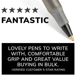 BIC Round Stic Ballpoint Pens, Medium Point, 1.0 mm, Translucent Barrel, Black Ink, Pack Of 60 Pens