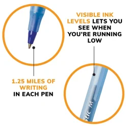 BIC Round Stic Ballpoint Pens, Medium Point, 1.0 mm, Translucent Barrel, Blue Ink, Box Of 60