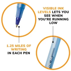 BIC Round Stic Ballpoint Pens, Medium Point, 1.0 mm, Translucent Barrels, Black Ink, Pack Of 144 Pens