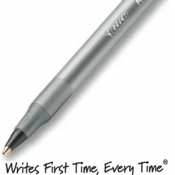 BIC Round Stic Ballpoint Pens, Medium Point, 1.0 mm, Translucent Barrel, Black Ink, Pack Of 12