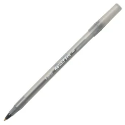 BIC Round Stic Xtra Life Ballpoint Pens, Medium Point, 1.0 mm, Translucent Barrel, Black Ink, Box Of 240 Pens