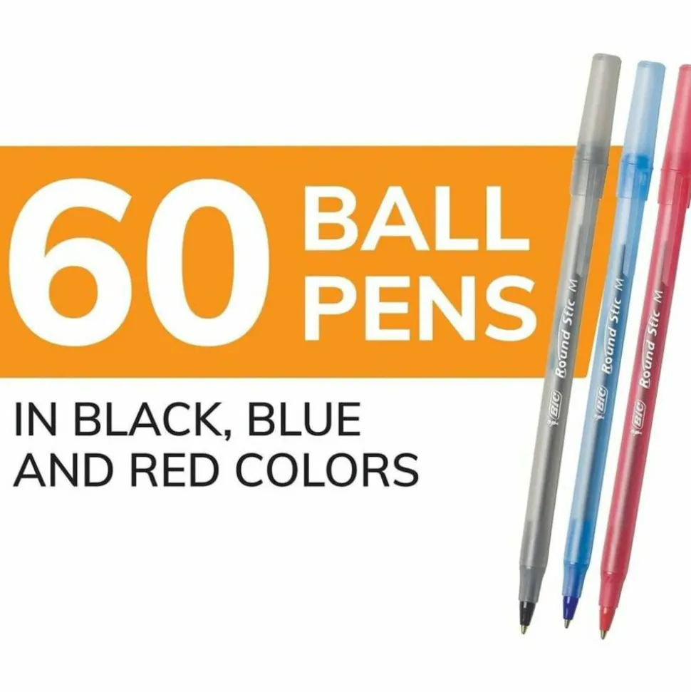 BIC Round Stic Xtra Life Ball Point Pen, Assorted
